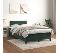 Emmtore Cama Box Spring con colchón Terciopelo Verde Oscuro 120x200 cm Liso con Clavos