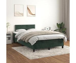 Emmtore Cama Box Spring con colchón Terciopelo Verde Oscuro 120x200 cm Liso con Clavos