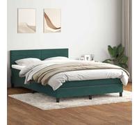 Emmtore Cama Box Spring con colchón Terciopelo Verde Oscuro 160x210 cm Rayas horizontales