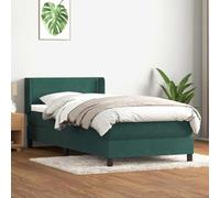 Emmtore Cama Box Spring con colchón Terciopelo Verde Oscuro 80x220 cm Liso con Clavos