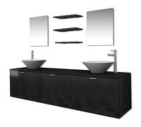 Emmtore Conjunto de Muebles de baño con Lavabo y Grifo 10 Piezas Negro
