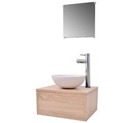 Emmtore Conjunto de Muebles de baño con Lavabo y Grifo 4 Piezas Beige