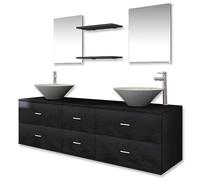 Emmtore Conjunto de Muebles de baño con Lavabo y Grifo 9 Piezas Negro