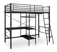 Emmtore Estructura de litera con Mesa de Metal Negro 90x200 cm
