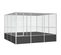 Emmtore Jaula de Pájaros Aves Pajareras Casita Acero Galvanizado Antracita 302.5 x 324.5 x 211.5 cm