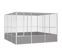 Emmtore Jaula de Pájaros Aves Pajareras Palomas Casita Acero Galvanizado Gris 302.5 x 324.5 x 211.5 cm