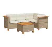 Emmtore Juego de sofás jardín con Cojines 5 pzas ratán sintético Beige, Tejido Completo