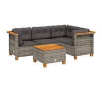 Emmtore Juego de sofás jardín con Cojines 5 pzas ratán sintético Gris, Tejido Completo