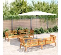 Emmtore Set de sofás de palets de jardín 4X Corner Sofa + Table Madera Maciza de Acacia