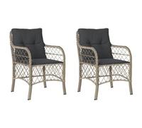 Emmtore Sillones de jardín con Cojines 2 uds ratán sintético Gris, Asientos con Respaldos