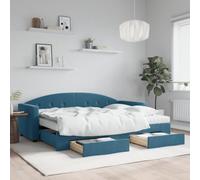 Emmtore Sofá Cama Nido con cajones Terciopelo Azul 80x200 cm 80 x 200 cm con Cama Nido, colchon y cajón