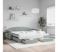 Emmtore Sofá Cama Nido con cajones Terciopelo Gris Claro 100x200 cm 100 x 200 cm con Cama Nido y cajón