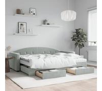 Emmtore Sofá Cama Nido con cajones Terciopelo Gris Claro 80x200 cm 80 x 200 cm con Cama Nido, colchon y cajón