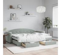Emmtore Sofá Cama Nido con cajones Terciopelo Gris Claro 80x200 cm 80 x 200 cm con Cama Nido y cajón