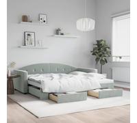 Emmtore Sofá Cama Nido con cajones Terciopelo Gris Claro 90x190 cm 90 x 190 cm con Cama Nido y cajón