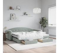 Emmtore Sofá Cama Nido con cajones Terciopelo Gris Claro 90x200 cm 90 x 200 cm con Cama Nido y cajón
