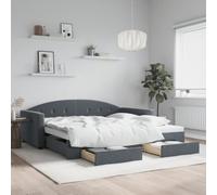 Emmtore Sofá Cama Nido con cajones Terciopelo Gris Oscuro 100x200 cm 100 x 200 cm con Cama Nido y cajón