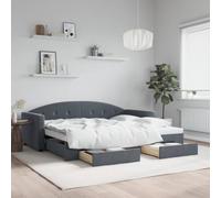 Emmtore Sofá Cama Nido con cajones Terciopelo Gris Oscuro 90x190 cm 90 x 190 cm con Cama Nido y cajón