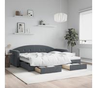 Emmtore Sofá Cama Nido con cajones Terciopelo Gris Oscuro 90x200 cm 90 x 200 cm con Cama Nido y cajón