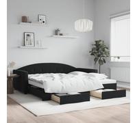 Emmtore Sofá Cama Nido con cajones Terciopelo Negro 100x200 cm 100 x 200 cm con Cama Nido y cajón