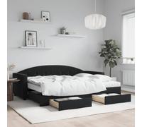 Emmtore Sofá Cama Nido con cajones Terciopelo Negro 80x200 cm 80 x 200 cm con Cama Nido, colchon y cajón