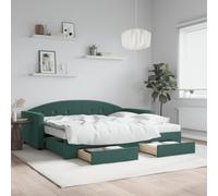 Emmtore Sofá Cama Nido con cajones Terciopelo Verde Oscuro 90x200 cm 90 x 200 cm con Cama Nido, colchon y cajón
