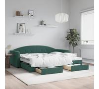 Emmtore Sofá Cama Nido con cajones Terciopelo Verde Oscuro 90x200 cm 90 x 200 cm con Cama Nido y cajón