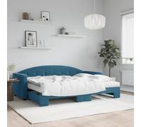 Emmtore Sofá Cama Nido con colchón Terciopelo Azul 80x200 cm 80 x 200 cm con Cama Nido y colchón