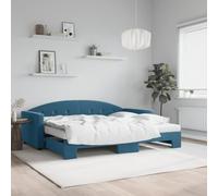 Emmtore Sofá Cama Nido con colchón Terciopelo Azul 90x200 cm 90 x 200 cm con Cama Nido y colchón