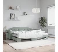 Emmtore Sofá Cama Nido con colchón Terciopelo Gris Claro 90x190 cm 90 x 190 cm con Cama Nido y colchón