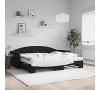 Emmtore Sofá Cama Nido con colchón Terciopelo Negro 90x190 cm 90 x 190 cm con Cama Nido y colchón