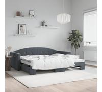 Emmtore Sofá Cama Nido Terciopelo Gris Oscuro 90x190 cm 90 x 190 cm con Cama Nido