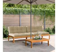 Emmtore Sofás centrales de palets jardínmadera Acacia Beige Sofá Central (2 uds) Marrón Beige