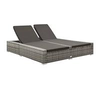 Emmtore Tumbona Doble Hamaca Sofá Cama Jardín Patio Terreza Piscina Estando de Camping Chaise Longue Asiento Robusta de Ratán Sintético Gris