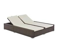 Emmtore Tumbona Doble Ratán Sintético Marrón Crema Asiento Sofá Silla Sillón