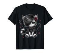 EMO Cat Rose Regalos góticos Amante de los Gatos Goth Girl Dark Kitty Camiseta