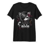 EMO Cat Rose Regalos góticos Amante de los Gatos Goth Girl Dark Kitty Camiseta Premium