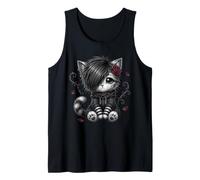 EMO Cat Rose Regalos góticos Amante de los Gatos Goth Girl Dark Kitty Camiseta sin Mangas
