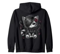 EMO Cat Rose Regalos góticos Amante de los Gatos Goth Girl Dark Kitty Sudadera con Capucha