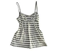 Emo Coquette - Camiseta corta estilo Grunge de los años 2000, con tirantes delgados, ropa de calle, vintage, camiseta de guepardo Y2k, Gris (Grey Striped), M