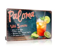 Emo - Decoración rústica de pared de lata - Receta de cóctel Paloma: una refrescante mezcla de tequila, jugo de lima, diseño rústico de arte de pared, fácil de colgar para barra de salón (30 x 40 cm)