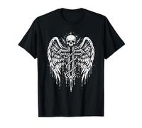 EMO Goth Cruz Alas Ángel Grunge Cráneo Alternativa Oculto Camiseta