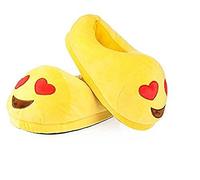Emoción Dibujos Animados de Peluche Zapatilla, Invierno Cálida casa Zapatos Antideslizante Unisex (Corazón)