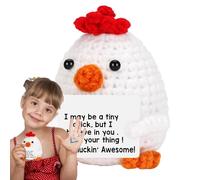 Emocional muñeca de pollo - 12 cm de peluche de punto hecho a mano, recuerdo inspirador, figura de regalo positivo, tarjeta alentadora, hermana, hija, amigo, colega, escritorio, hogar