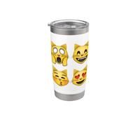 Emociones de cara de gato Vaso térmico de acero inoxidable de doble pared