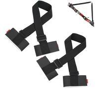 eModwey 2 Piezas de Correa de Portador de Esquí, Portador de Hombro con Asa y Cinta de Fijación Acolchada, Ideal para Sujetar Fácilmente Esquís y Bastones, Negro, Longitud Ajustable