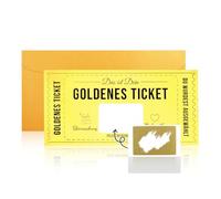 eModwey Cupón para Rellenar con Adhesivo Rasca, Tarjeta Rasca Personalizable, Incluye Billete Dorado, Adhesivo Rasca, Sobre Dorado, para Regalos de Cumpleaños y Vales de Cine