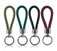 eModwey Set de 4 Llaveros de Cuero Trenzado para Coche y Moto,Trenzado Llaveros Original Colgante,Colgantes Multifuncionales, Duraderos y Elegantes para Hombre y Mujer