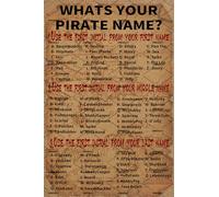 EMOHAT Letrero de aluminio de estaño, póster de metal con texto en inglés "What is your pirata" Name Poster Wall Art Pirate Ideas Metal Sign For Room Porch Kitchen Restaurants Cafe Club Home Decor Art