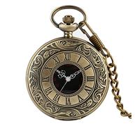 EMoLus Reloj De Bolsillo Antiguo Moda Romano Número de Cuarzo Reloj de Cuarzo Reloj Cadena Reloj Collar Colgante for Hombres Mujeres Amigos Relojes De Bolsillo (Size : Bronze 30cm Chain)